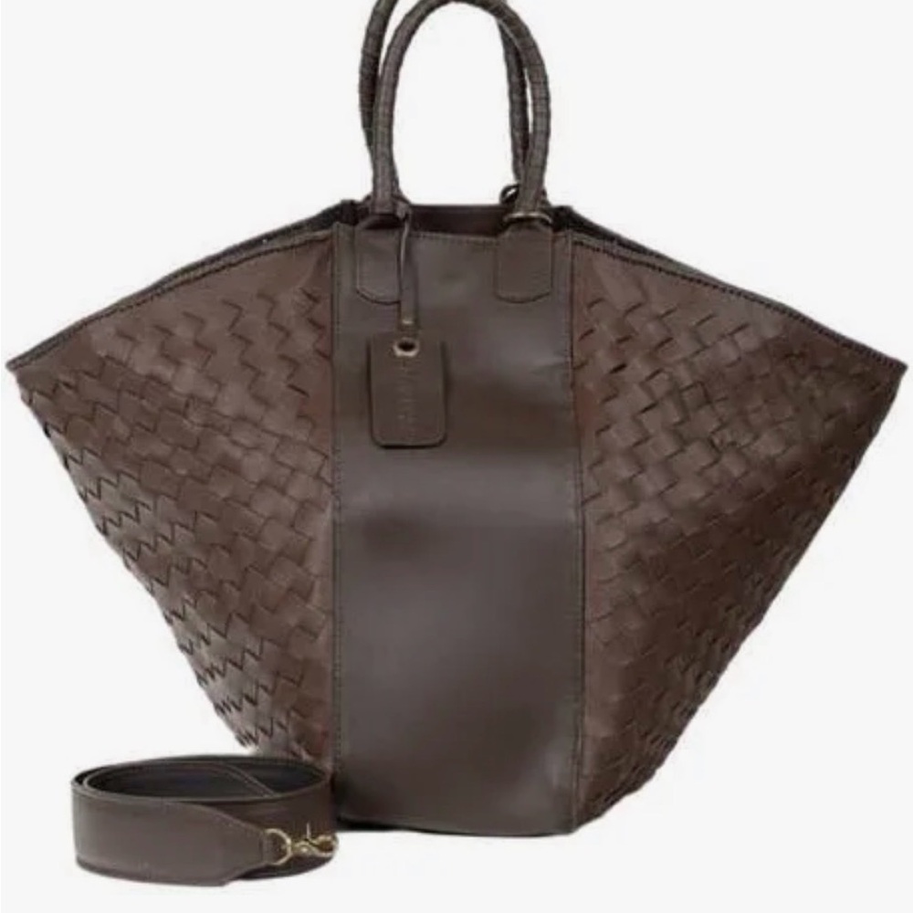Chic Brown Woven Leather Tote Bag